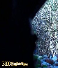 Outdoor pissing footage with hot brunette