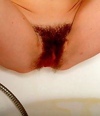 Teen girl with a hairy pussy does a number one