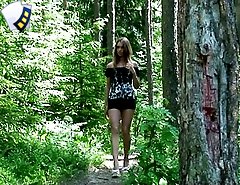Spy with us � see a skinny teen piss in the woods