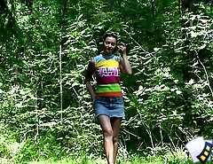 Delicious teen pisses up a storm in the woods