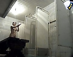 Peep at big-ass honey with little tits in showers