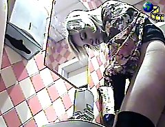 Raunchy beauties squat down to take a quick leak