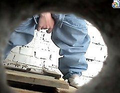 Look at three redneck dolls tinkling near spy cam
