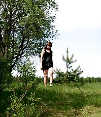 Hot teeny pissing down from the slope of the hill