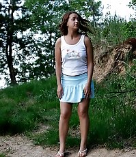 Watch hot redhead with perfectly smooth slit piss