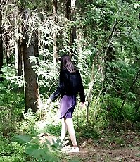 Spy busts a hot young chick pissing into the river