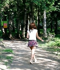 Shameless freshie piddling and mooning outdoors