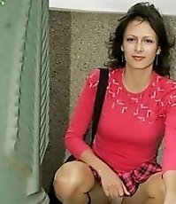 Stairs panty-hose upskirt