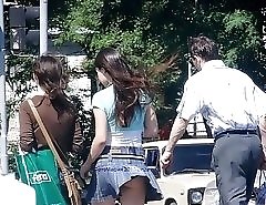 Up skirt thumbs of cute amateur gals