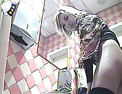 Raunchy beauties squat down to take a quick leak