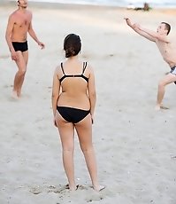 Sporty girls wear hot micro bikinis