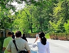 Denim shorts girls on a summer day