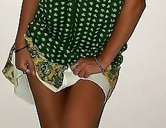 Brunette upskirt girl posing