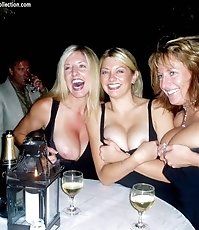 Babes press tits in exciting downblouse pics