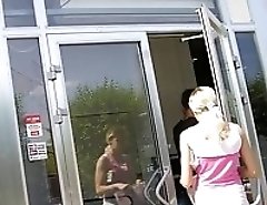 Girls having fun on the upskirt cam