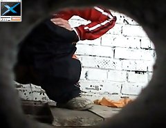 Careless chicks taking a leak in old country loo