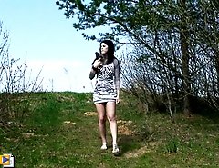 Skinny teenie's shaven slit gushes like a fountain