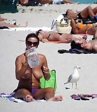 Only tiny bikinis hide their nudity