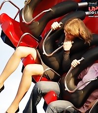 Cute upskirt girls in amusement park