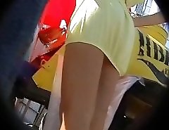 Gal's blue panty is nastily recorded for upskirt video