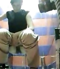 Two awesome big asses filmed by a spy cam in loo
