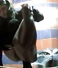 Hot chicks taking turns to piss into spycammed pan