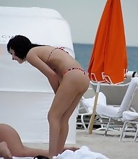 Girls in bikini panties in close up