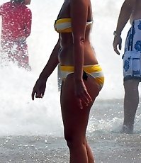 Slutty bikini doll stretched naked