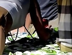 Hidden amateur upskirt, sexy chick in brown mini