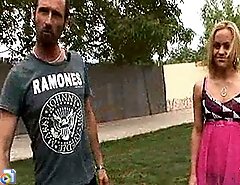 Hot blonde pees out in a field!