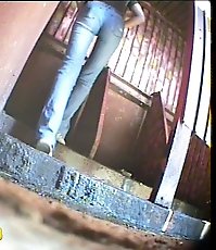 Chick with perfect ass pees in dirty public toilet