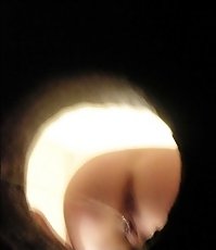 Hairless peeing slit and firm butt shot from below