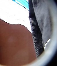 Blonde wears tiny panty and gets her upskirt shot