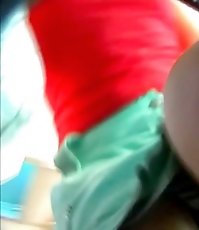 Upskirt peek in the bus