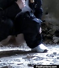 Two chicks caught on spy cam while taking a wee