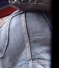 Jeans upskirt panty at the flea market