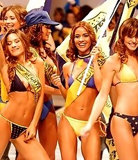 Tits and nipples pulling out of bikini dolls bras
