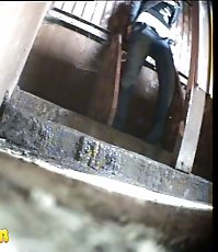 Young blonde hottie gets spycammed while pissing