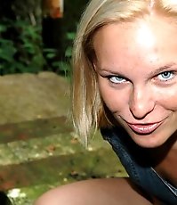 Nasty blonde teeny pissing in a quiet park
