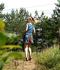 Fresh little girlie takes a quick open-air leak