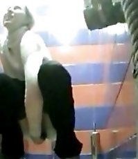 Joyful girl unlucky enough to hit a spycammed loo