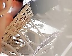 Bikini girls warmed up by the sun