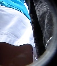 Blonde wears tiny panty and gets her upskirt shot