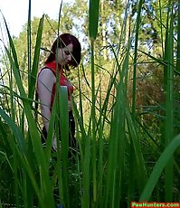 Spying on redhair teen peeing after beer