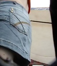 Girl selling coffee upskirt panty