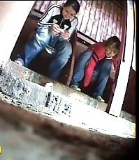 Two young chicks get unlucky to pee in spycammed loo