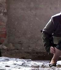 Hidden camera images of an unsuspecting peeing fatty