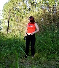 Spying on redhair teen peeing after beer