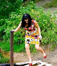 Nasty ho got busted urinating right into the lake