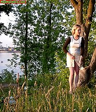 Spying on blonde teen peeing near river